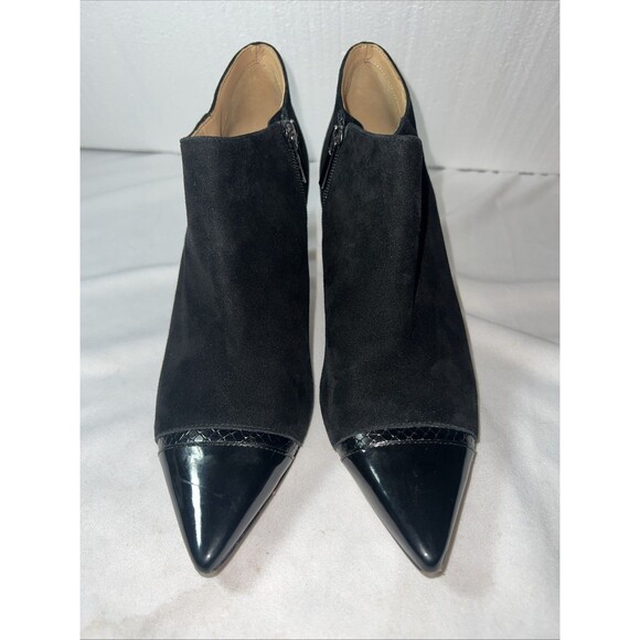 Trotters Alana Pointed Toe Heel Booties Women’s Size 8 M, Black Suede Patent Toe - Picture 6 of 14